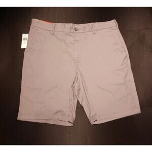 IZOD NWT MENS Flat Front Chino 9.5" SHORTS Gray Size 34